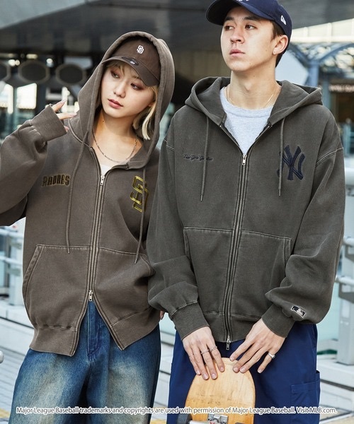 #現貨 日本 MLB 美職棒聯名限定款 刺繡仿舊刷色 內刷毛 雙拉鍊連帽外套