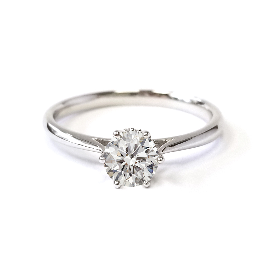 18K白金天然鑽石六爪戒指托