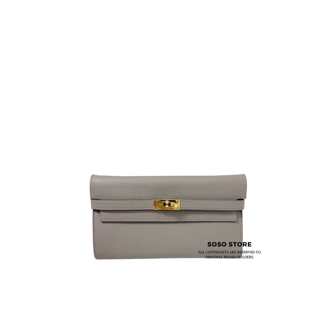 Hermes Kelly Wallet - Etain / Ghw