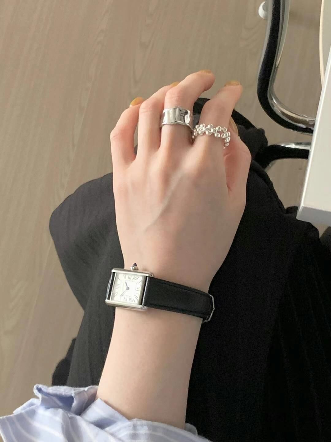 簡約小銀球串戒指/不規則紋理感戒指SET