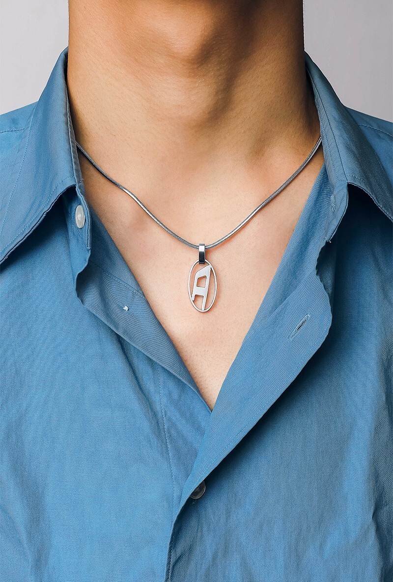 ☆DIESEL☆ Peekaboo D Logo Pendant Necklace DX1342040 Diesel Dx1342040 Peekaboo D Logo Pendant Necklace Silver | eBay