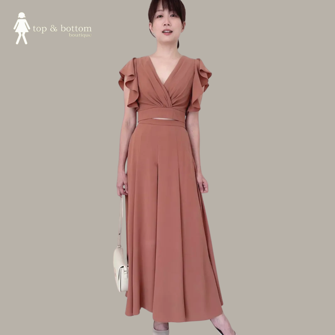 RUFFLED CHIFFON CROP BLOUSE