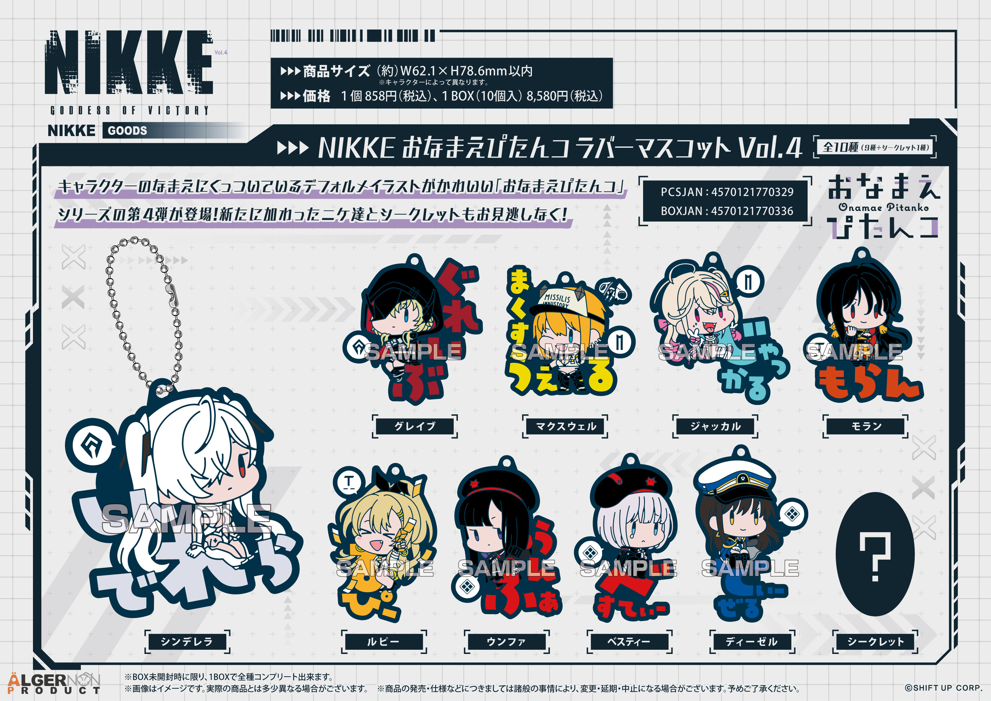 「ACG.GO」「預購」 勝利の女神:NIKKE おなまえぴたんコ 橡膠掛件  Vol.4