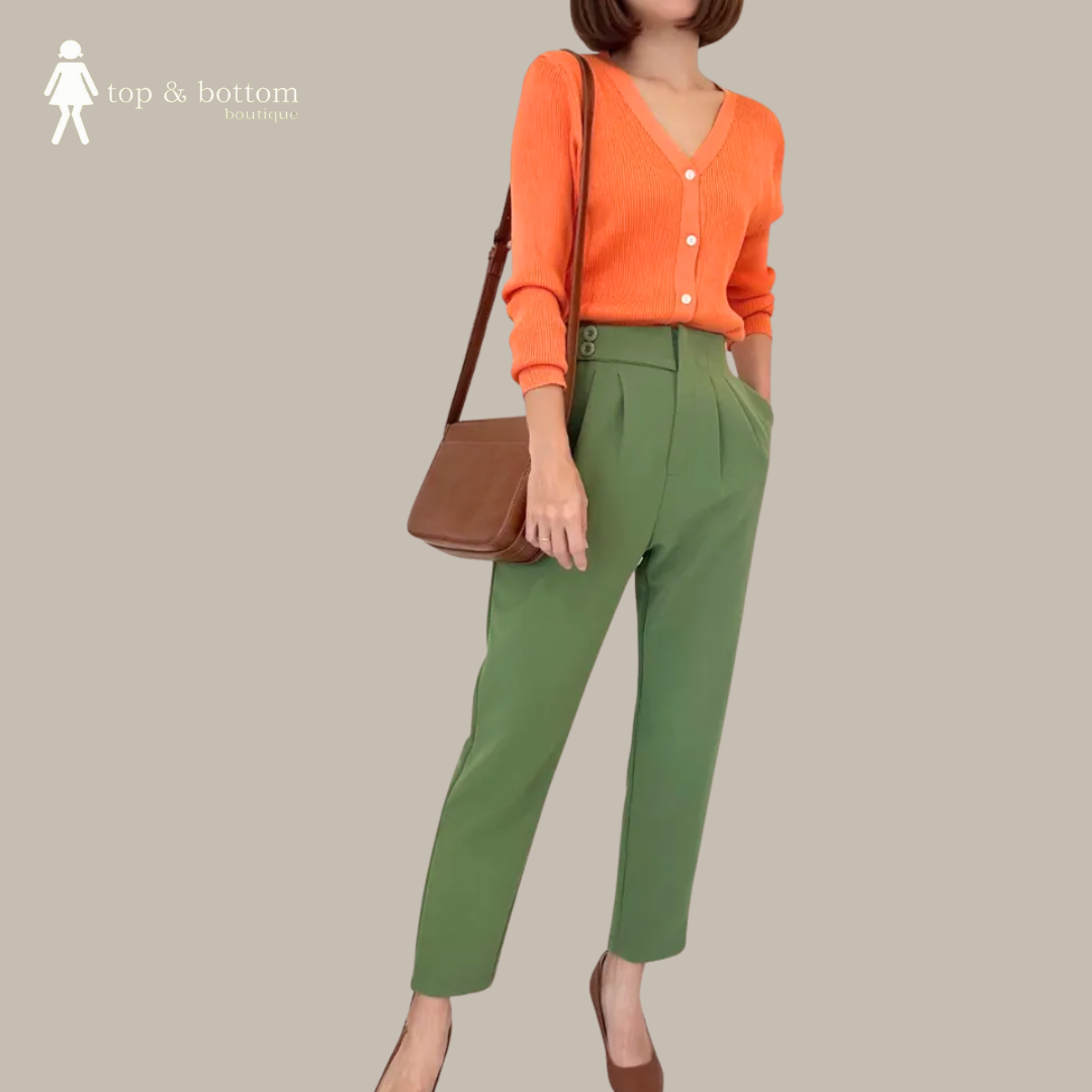 HIGH WAISTED PLEATS ANKLE TROUSER