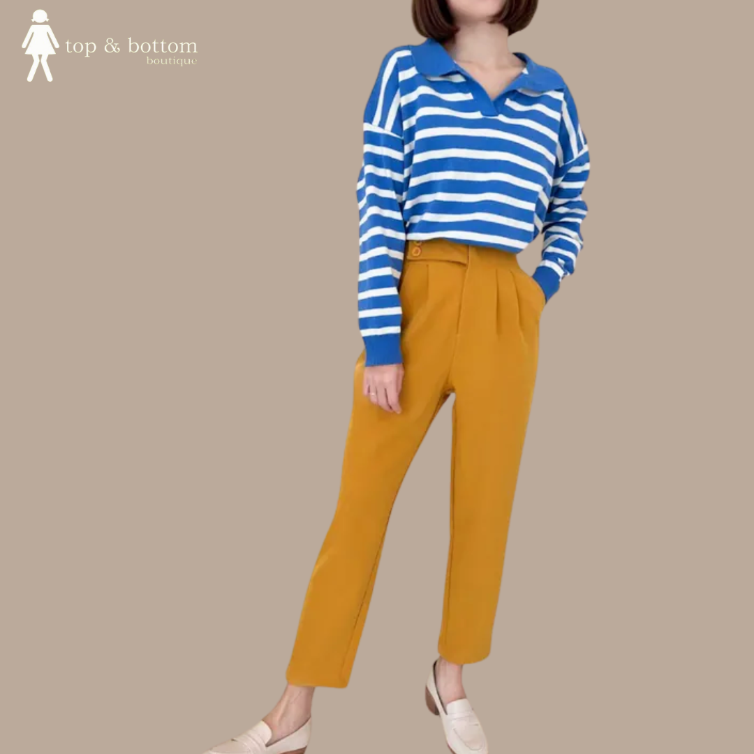 HIGH WAISTED PLEATS ANKLE TROUSER