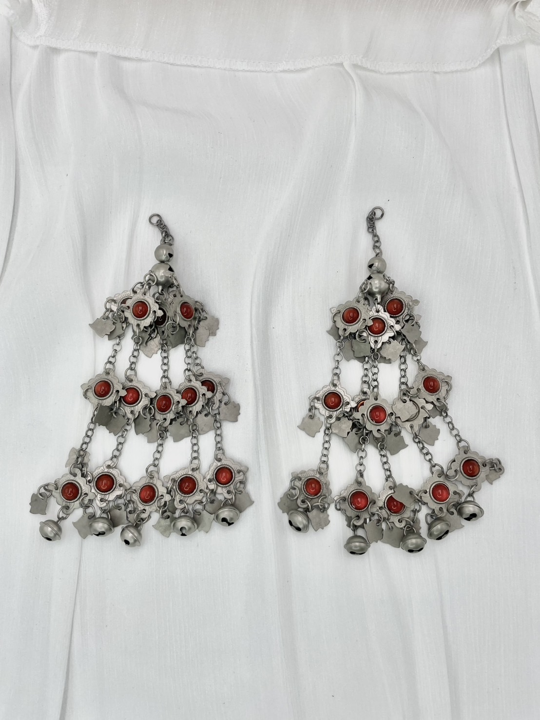 J4-全焊接雲朵紅瑪瑙鈴鐺步搖16cm