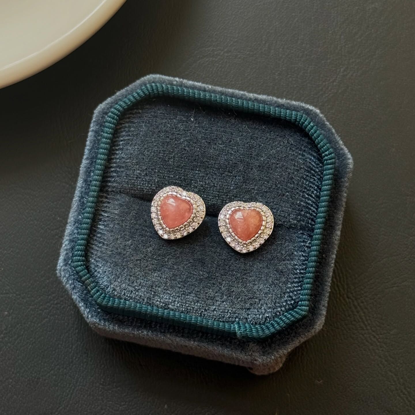 [原石] 紅紋石 / 菱錳礦 925銀水晶耳環