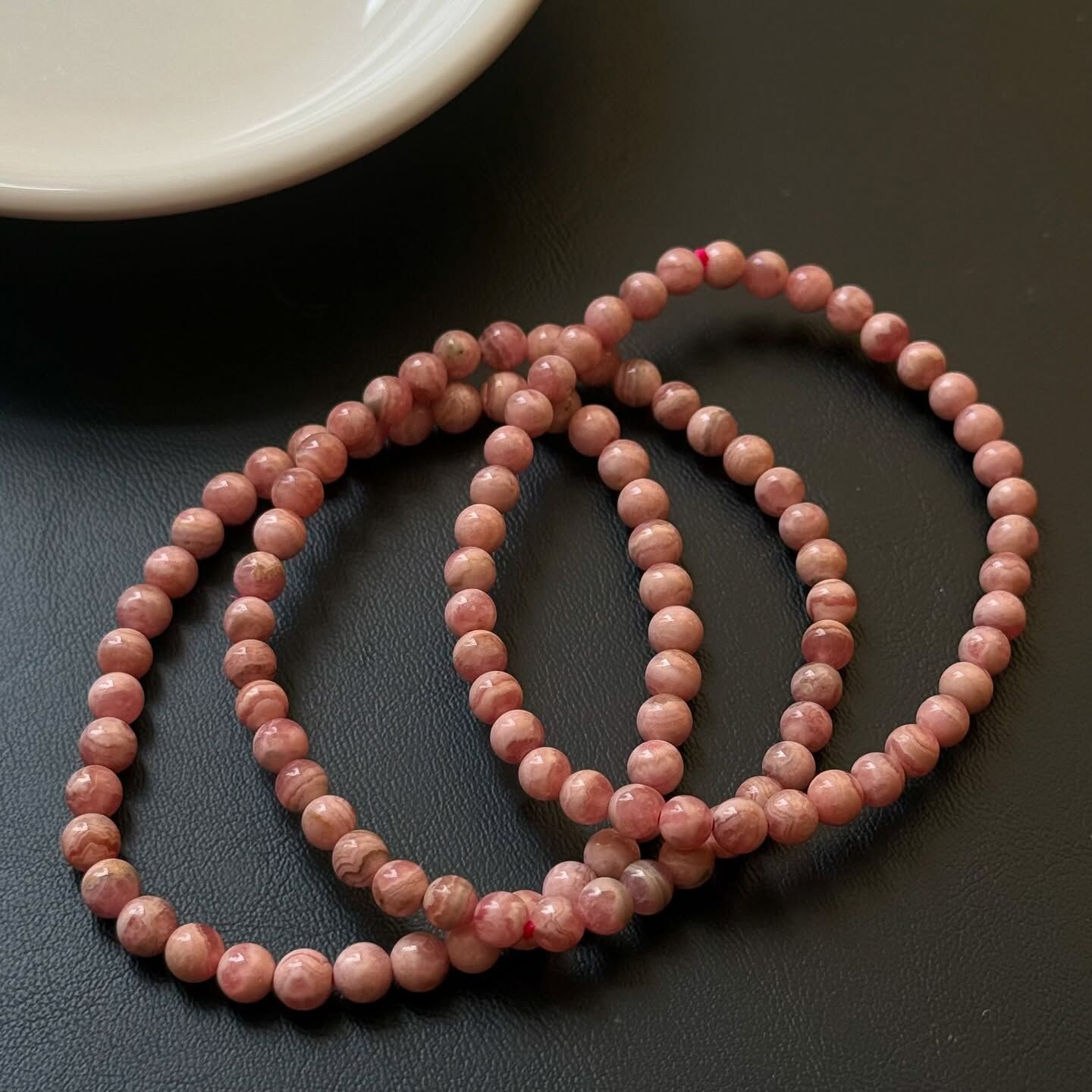 [原石] 菱錳礦 / 紅紋石 水晶手串