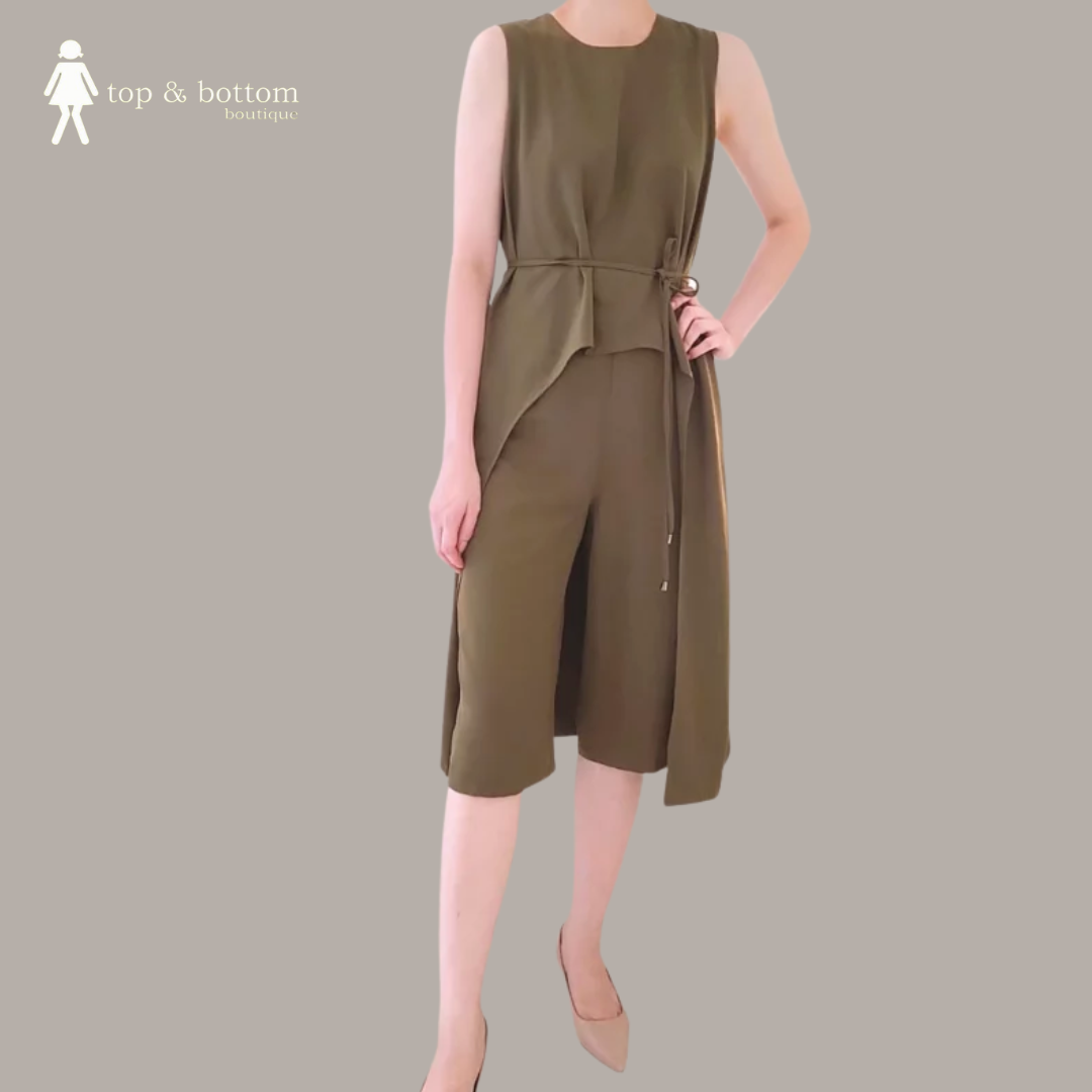 SLEEVELESS ASYMMETRICAL MIDI JUMPSUIT