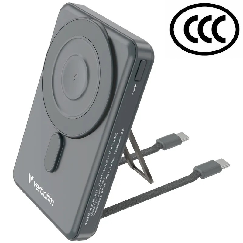Verbatim 5合1 Charge 'n' Go 10000mAh 磁吸無線移動電源 (雙USB-C線) (3C CCC certified)