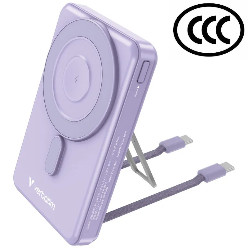 Verbatim 5合1 Charge 'n' Go 10000mAh 磁吸無線移動電源 (雙USB-C線) (3C CCC certified)