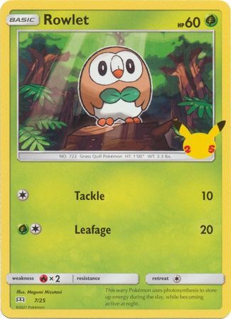 Rowlet - 7/25 - 25th Anniversary Non-Holo Promo