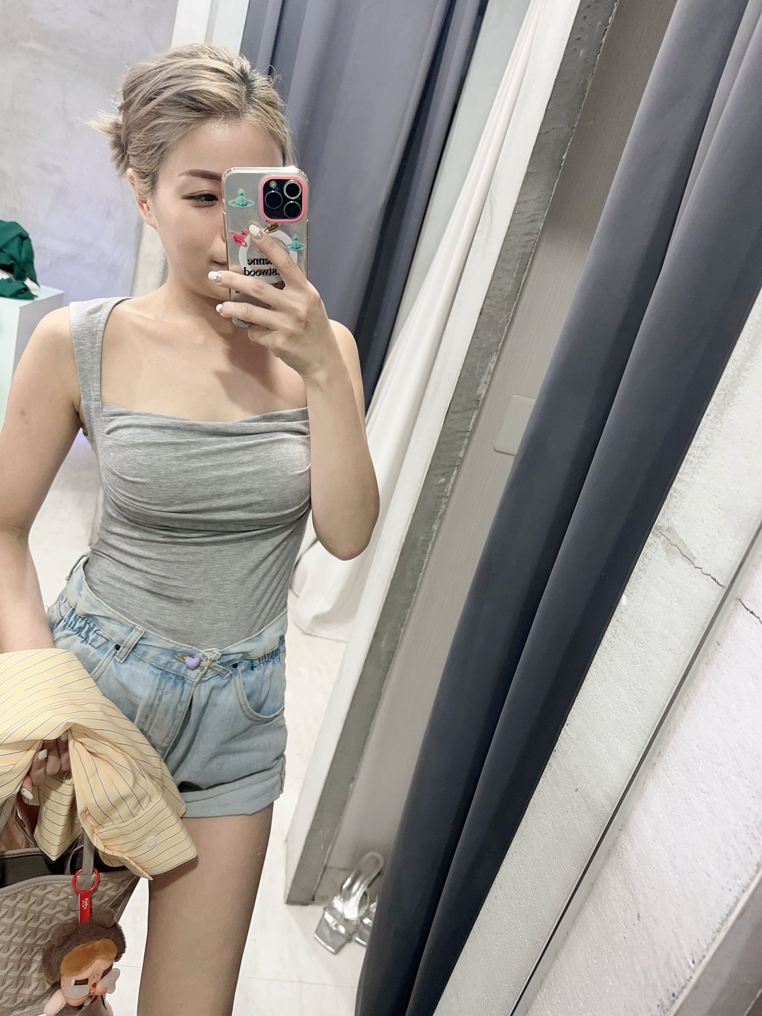 遮副乳方領 帶胸墊棉質上衣(多色)