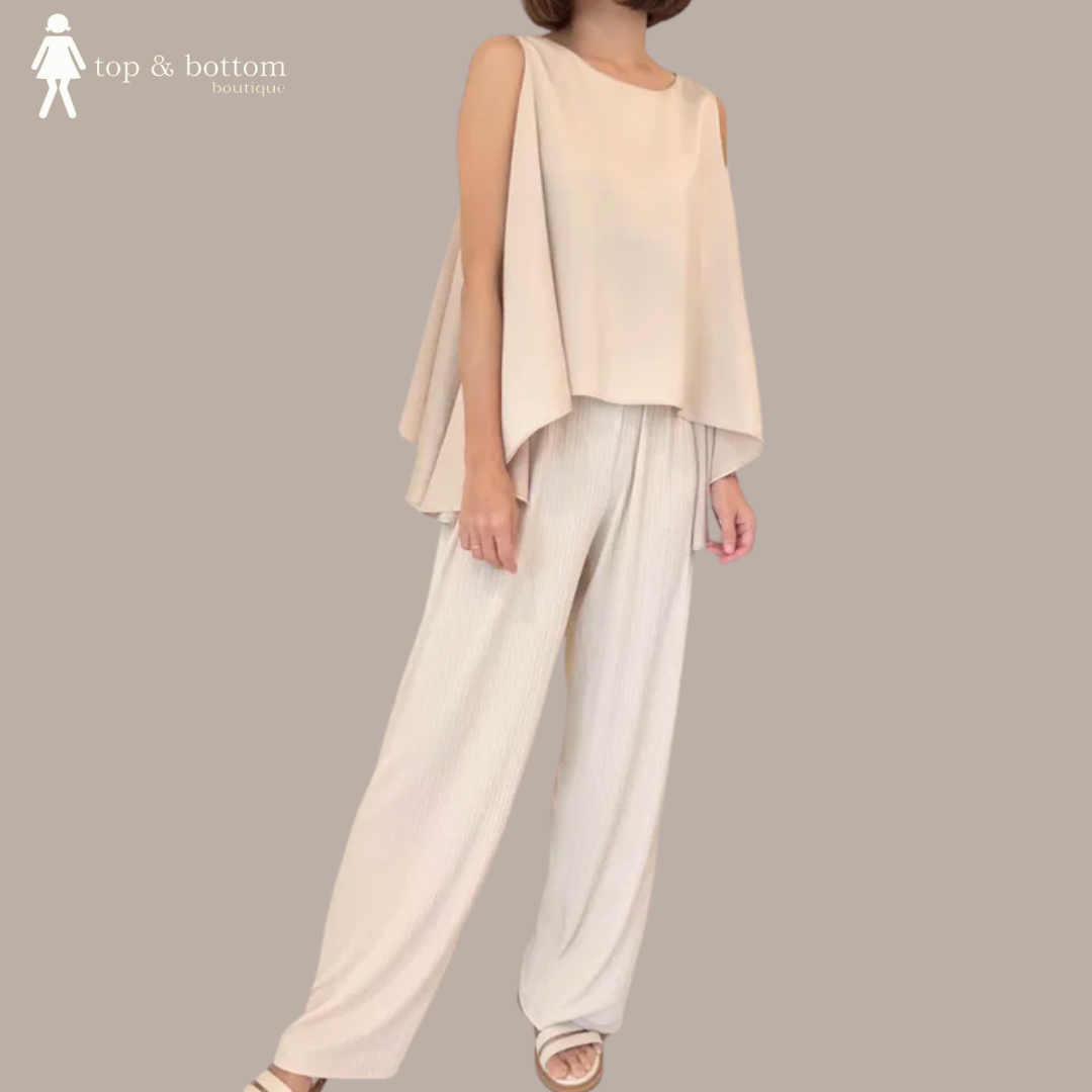 KOREAN ASYMMETRIC FLARE BLOUSE