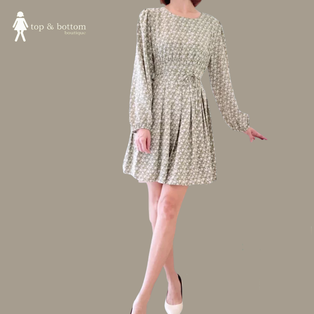 FLOWERS PLEATS SHORT DRESS