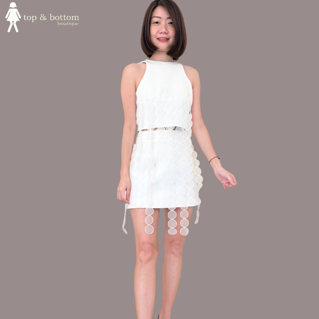 3D CIRCLES CROP TOP & SKIRT SET SUIT