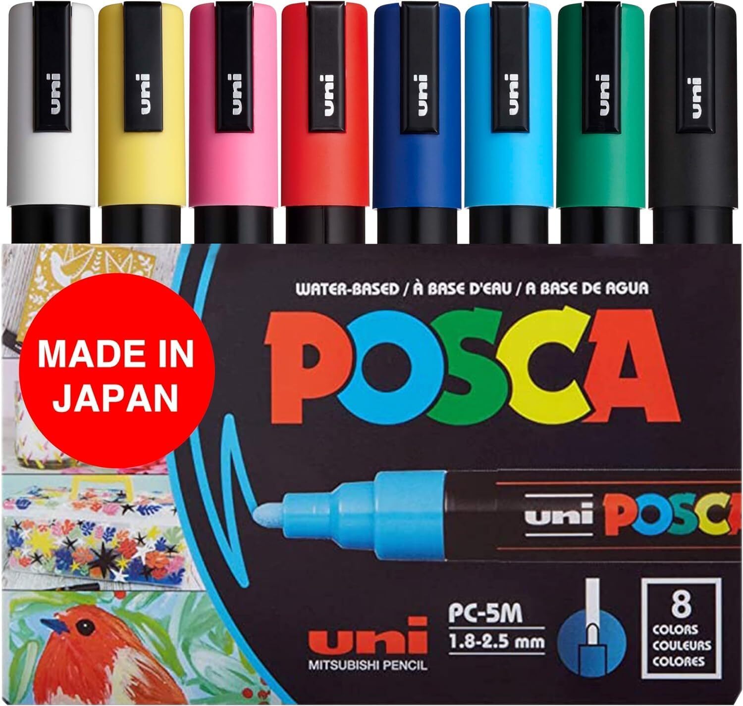 uni POSCA 壓克力麥克筆 PC-5M 中字 標準8色盒裝 歐版