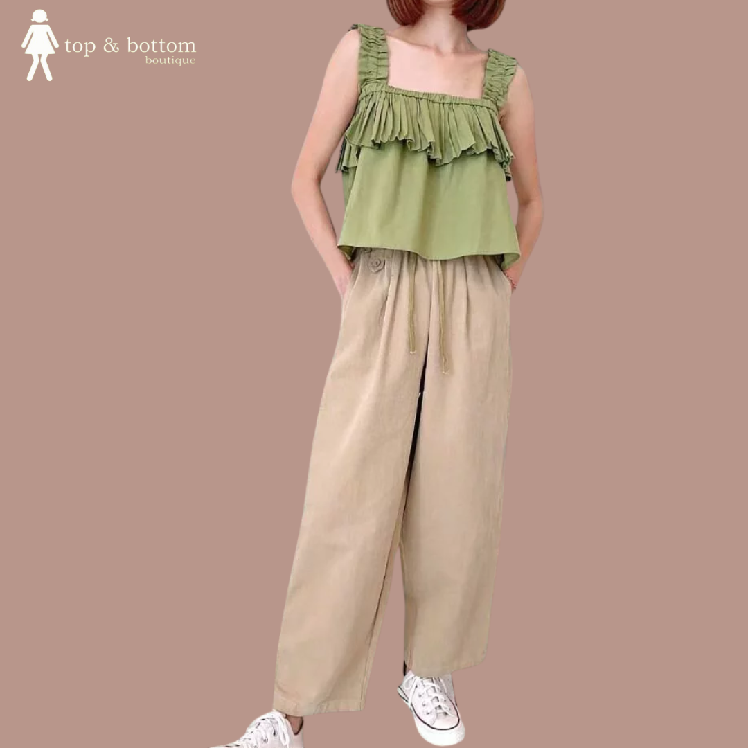 STRAP PLEATED BLOUSE