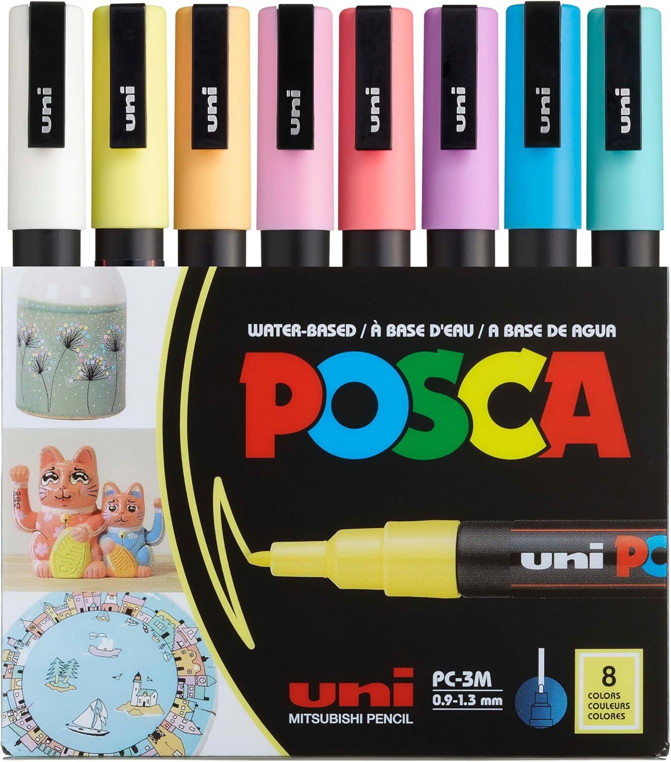 uni POSCA 壓克力麥克筆 PC-3M 細字 粉彩8色盒裝 歐版