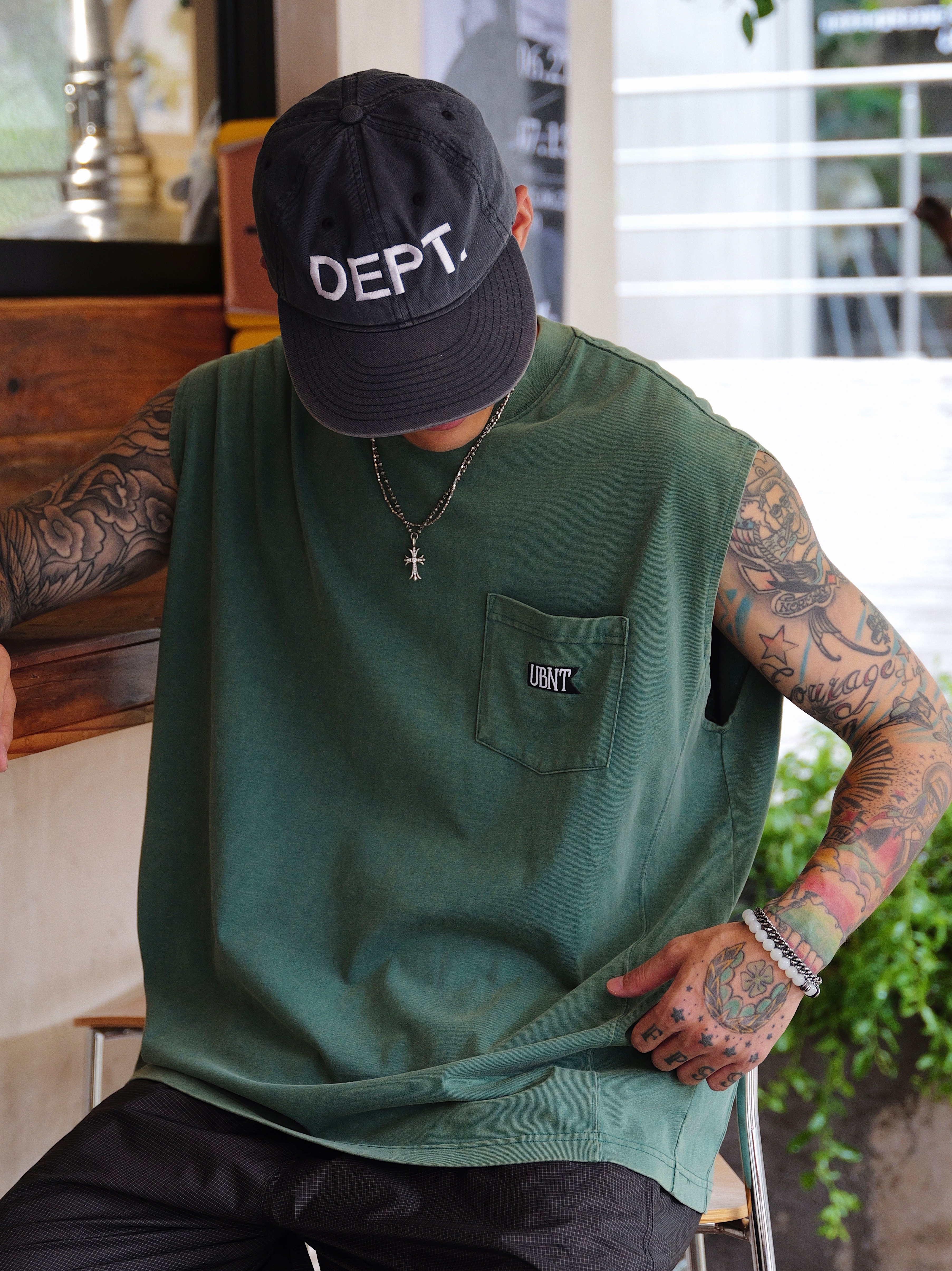 Unbent 25s/s 日系蠟染水洗刺繡logo口袋背心