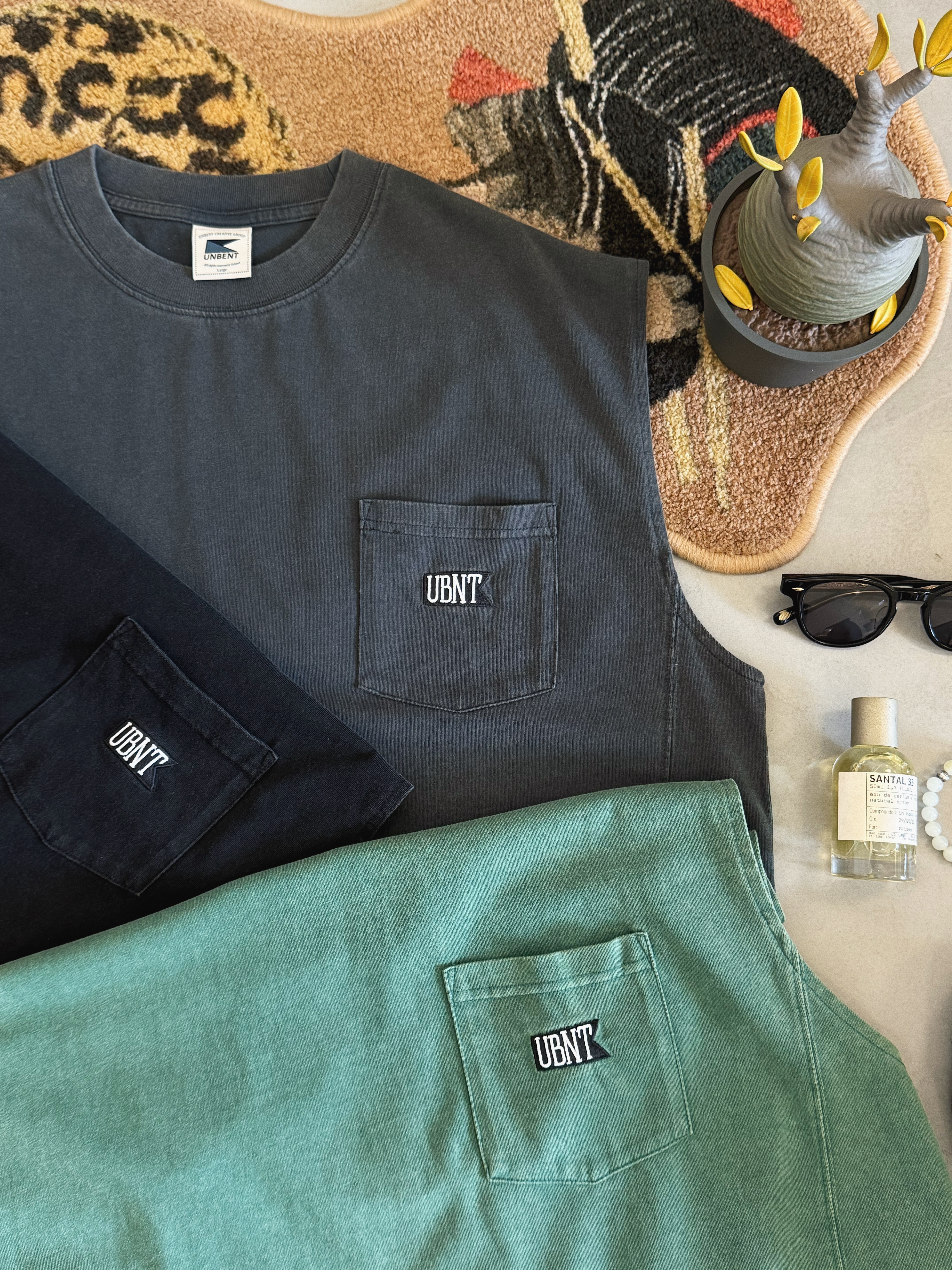 Unbent 25s/s 日系蠟染水洗刺繡logo口袋背心