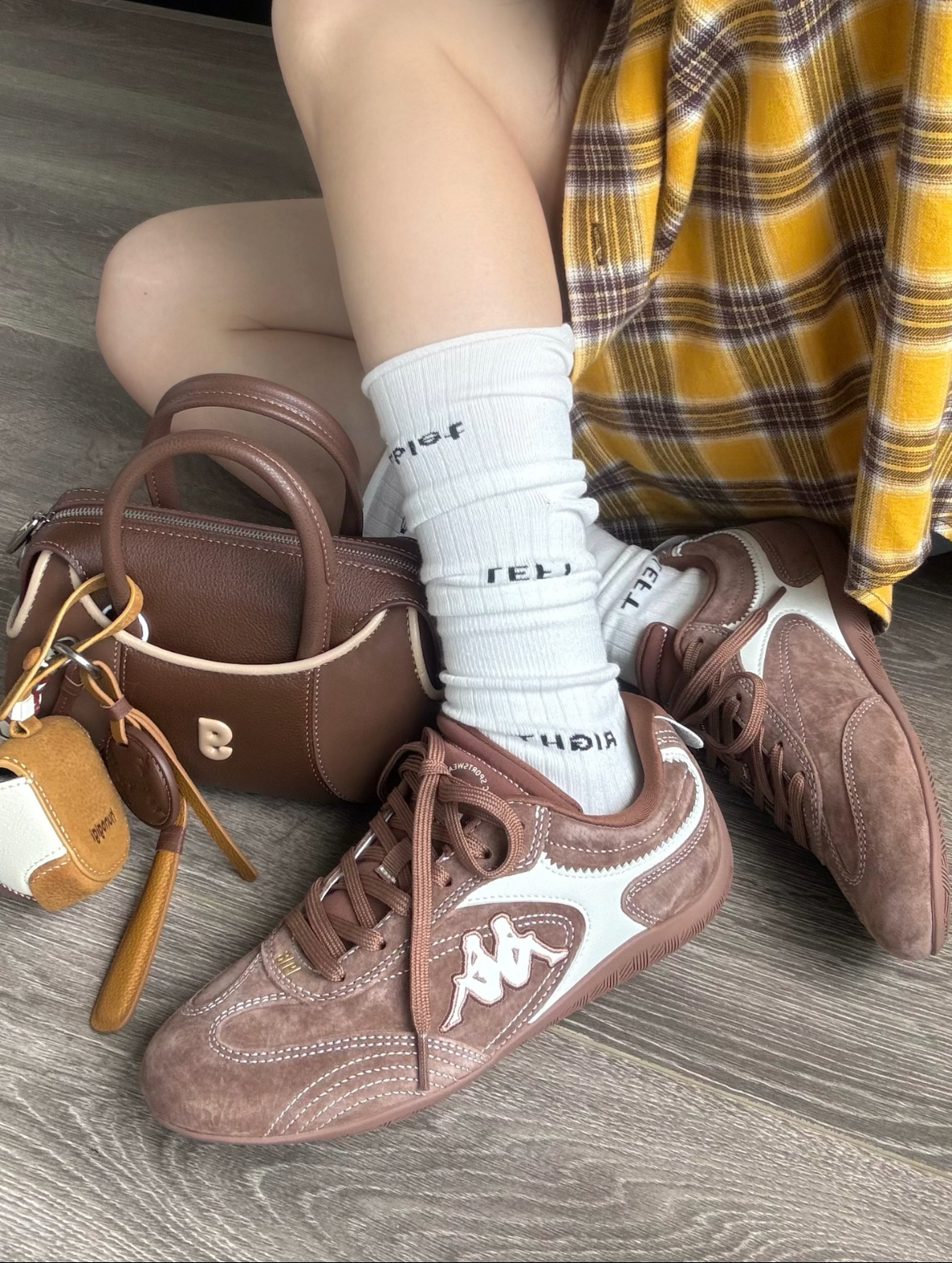 KAPPA 卡帕 背靠背 賽車鞋 麂皮 鋸齒造型 外縫線 休閒鞋 咖啡色 棕色/預購