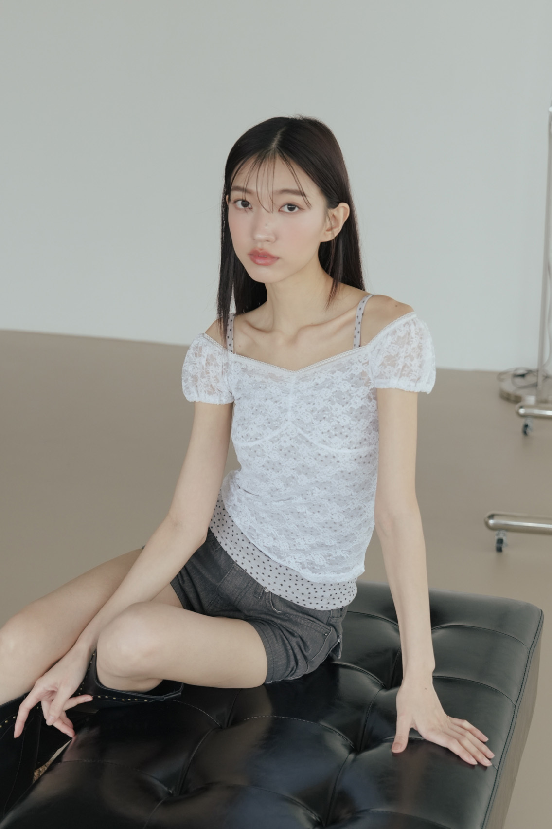 Lace Slim Fit Tee #上衣
