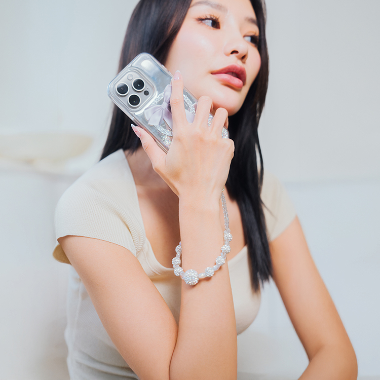 氣質冰塊水晶鑽 (透白) 串珠手腕繩 短掛繩  串珠掛繩 手機掛繩