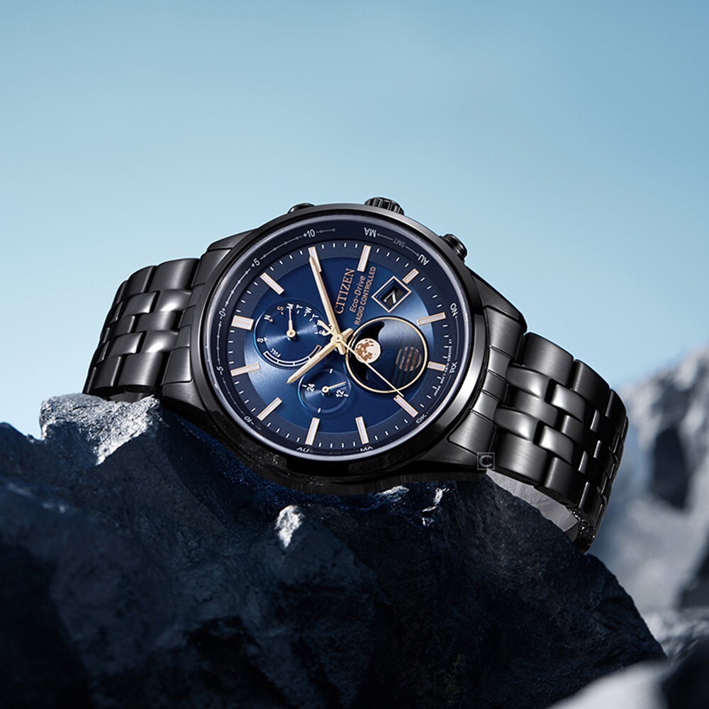 【CITIZEN 星辰】電波多時區月相錶BY1035-56L 41mm 現代鐘錶
