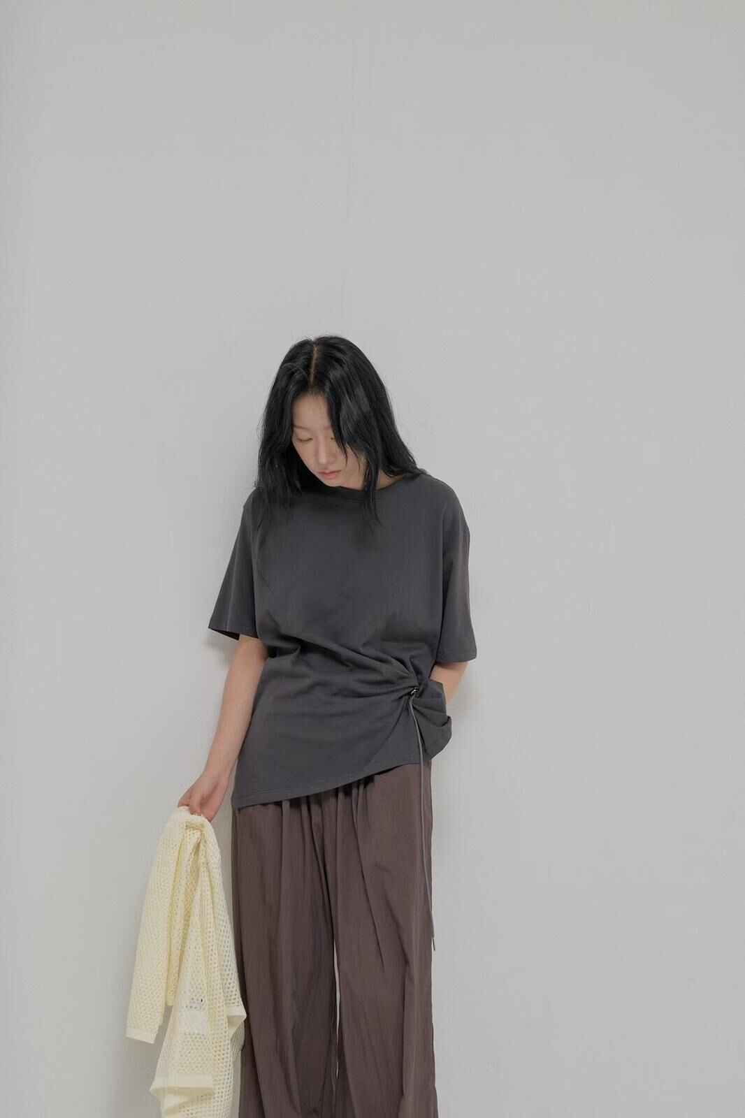 0212571a／韓國時尚綁結設計休閒t恤44/44/27