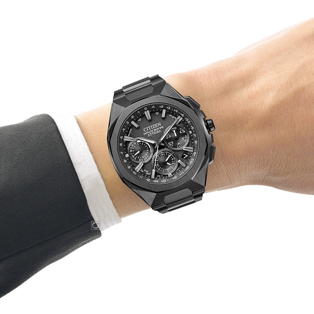【CITIZEN 星辰】ATTESA GPS八角形陶瓷錶圈超級鈦光能錶CC4105-69E 45mm 現代鐘錶