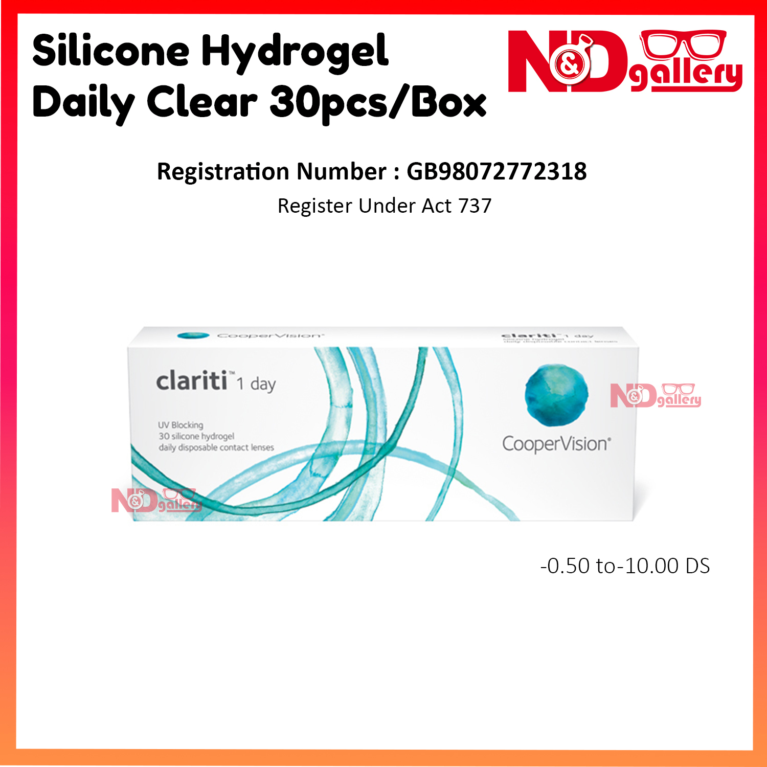 Coopervision Clariti 1 Day Clear contact Lens 30pcs/Box  , Silicone Hydrogel Lens