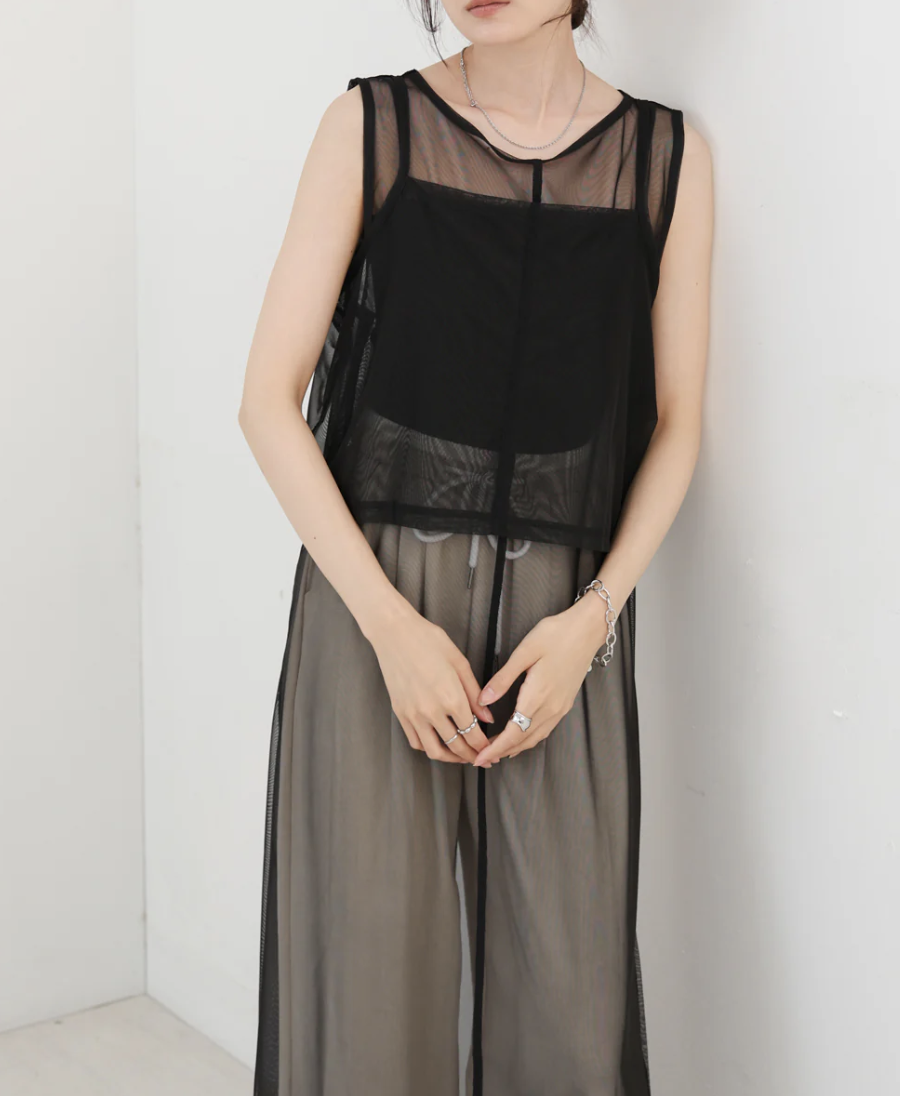 吊帶背心透視連身裙