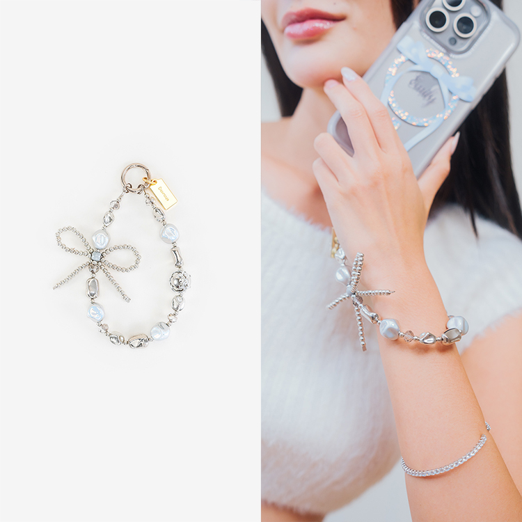 蝴蝶幾何金屬 串珠手腕繩 短掛繩  串珠掛繩 手機掛繩