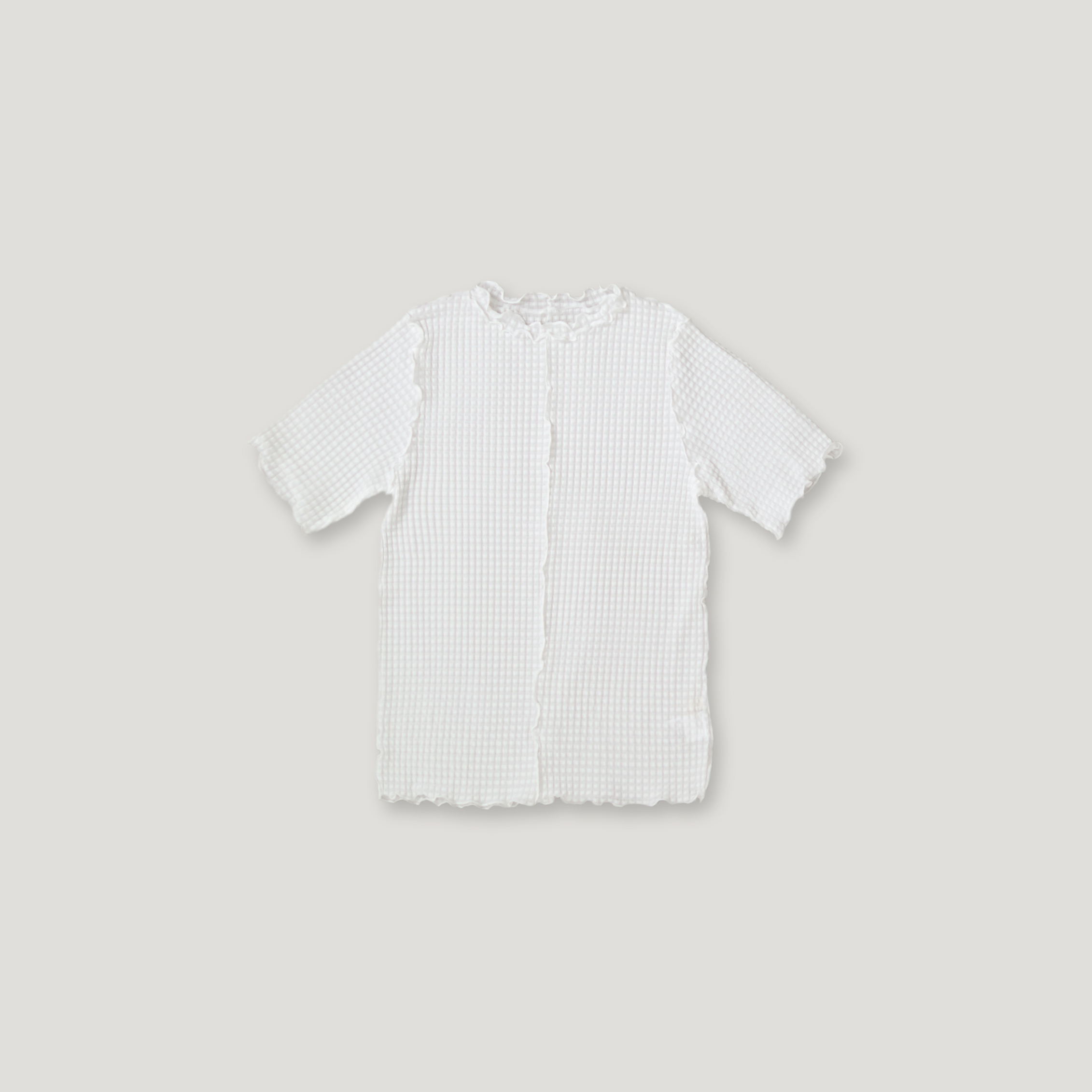 J.P.L. 捲邊維希格紋透紗上衣 ╭ 2色 ╮