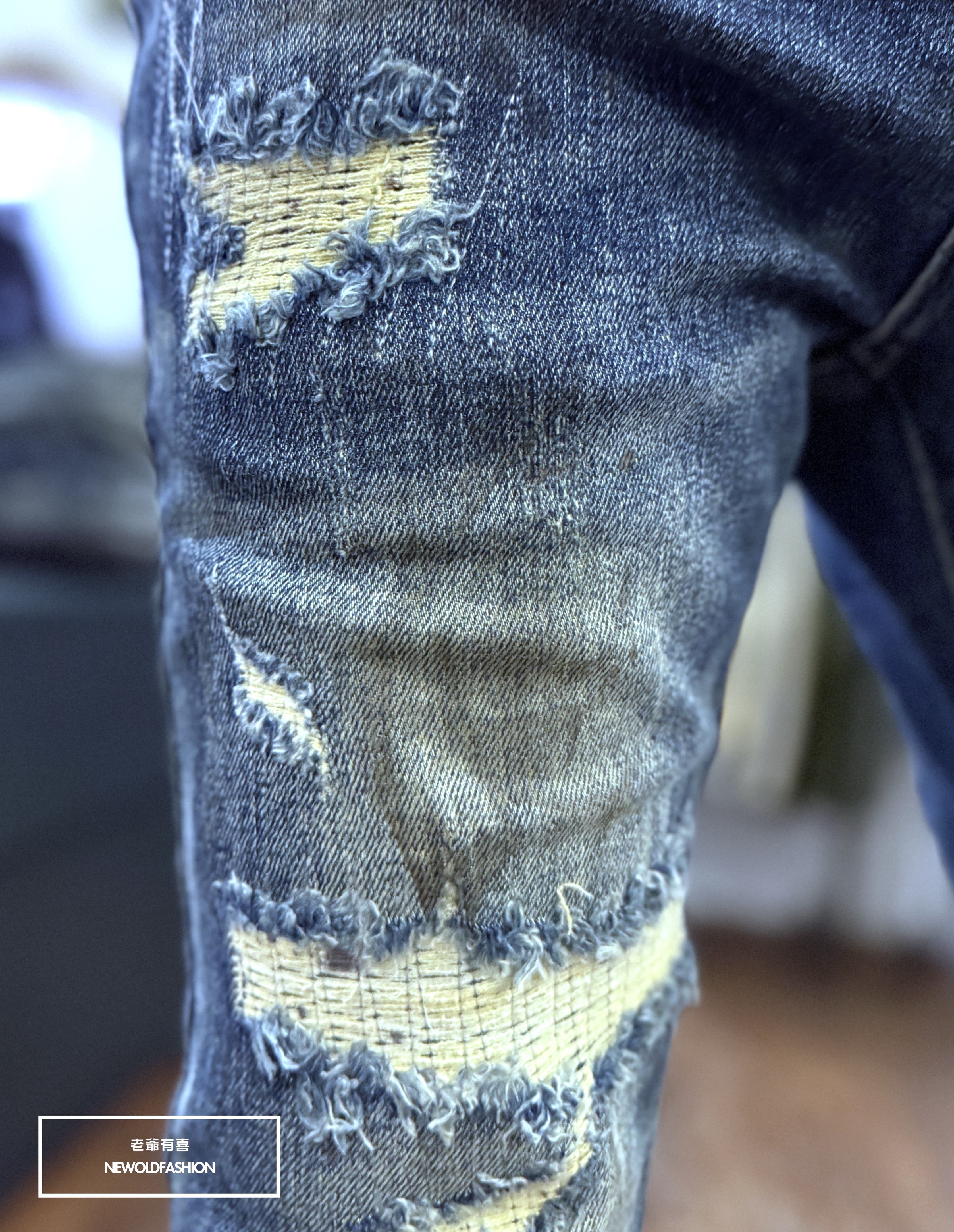 『新品上市』重磅仿舊刷痕車縫補丁小直筒褲(NOF25071022)