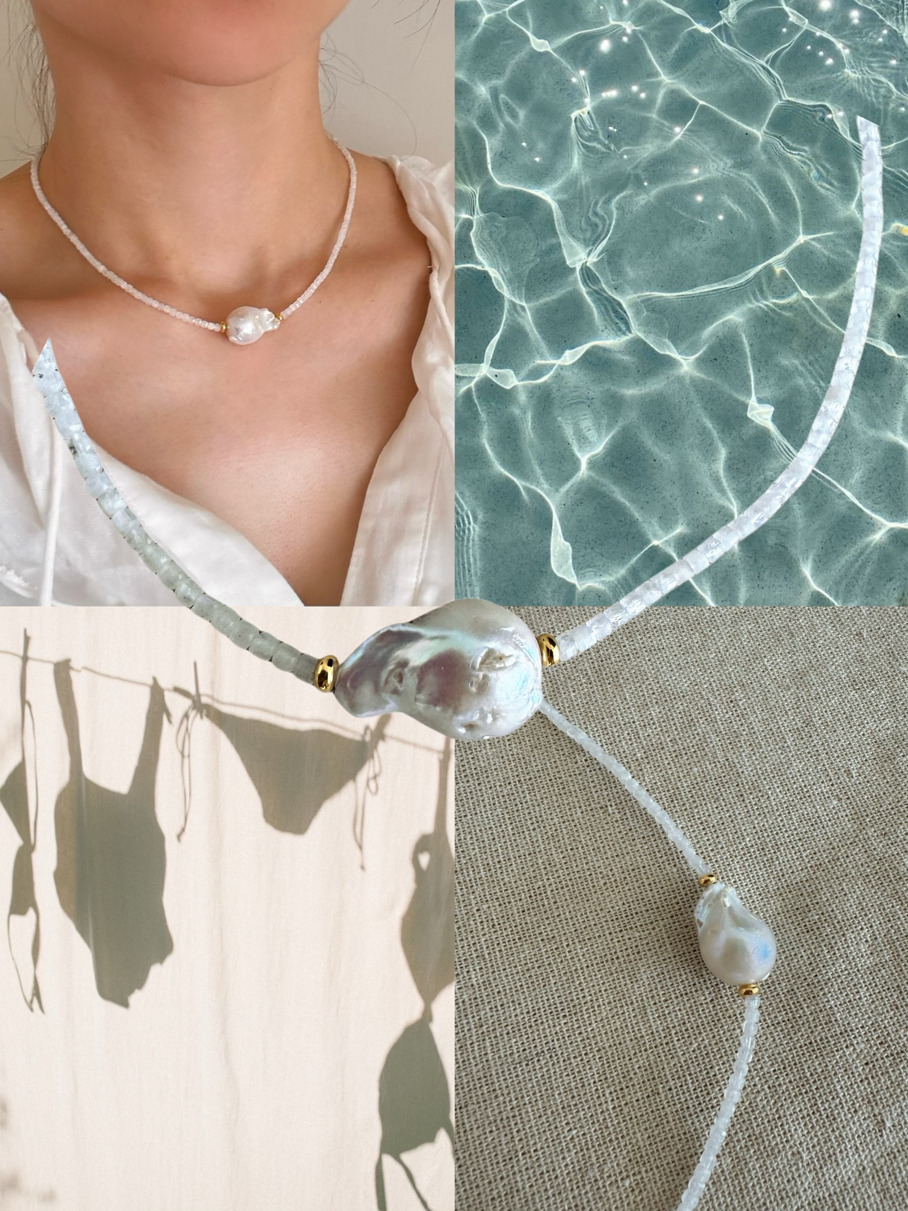 Moon Stone Baroque Pearls Necklace｜月光石巴洛克珍珠項鏈