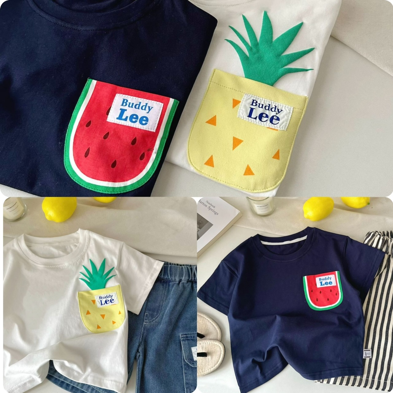 兒童Lee 胸前水果小袋圓領短袖Tee -2501443