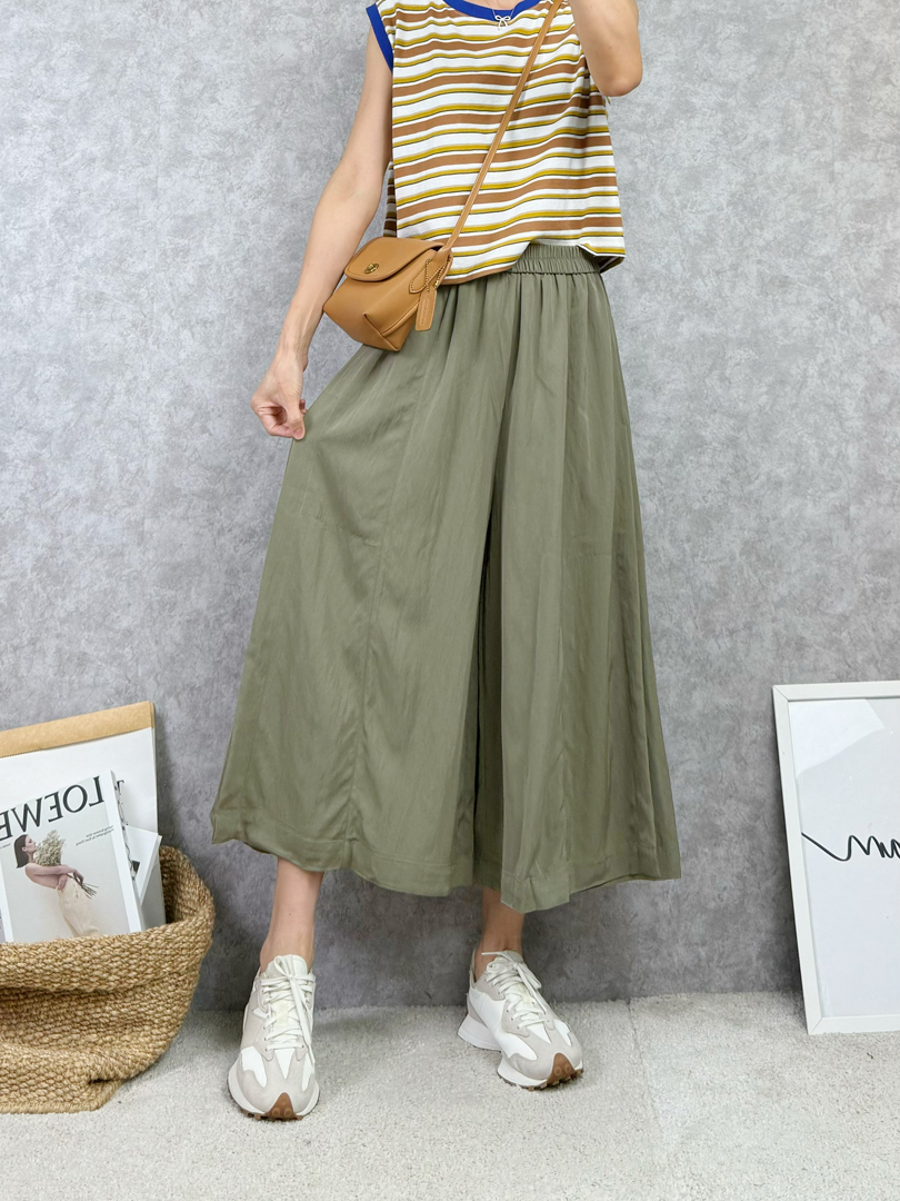 高質感絲棉寬褲裙
