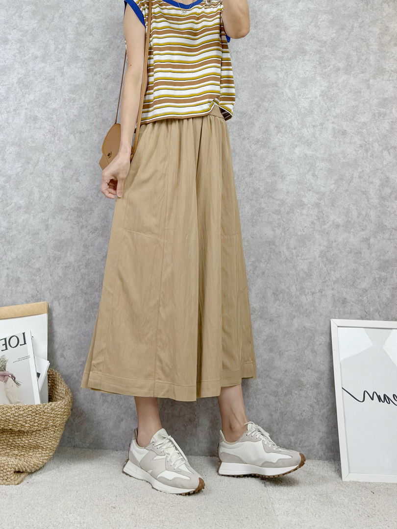 高質感絲棉寬褲裙