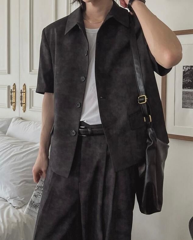 淨色短袖西裝褸 C_y-101JK