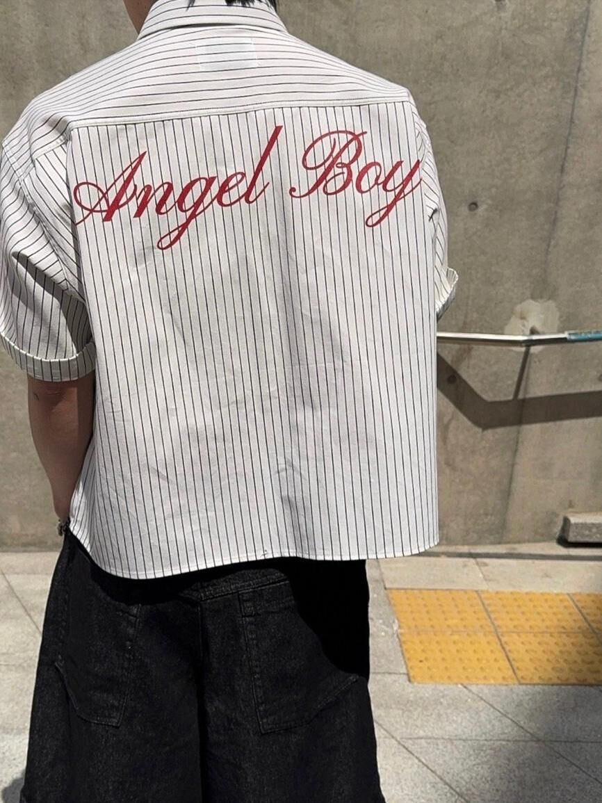 直間英文字Boxy短袖恤衫 C_y-104S