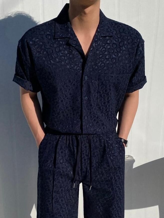 暗花紋短袖恤衫 C_y-108S