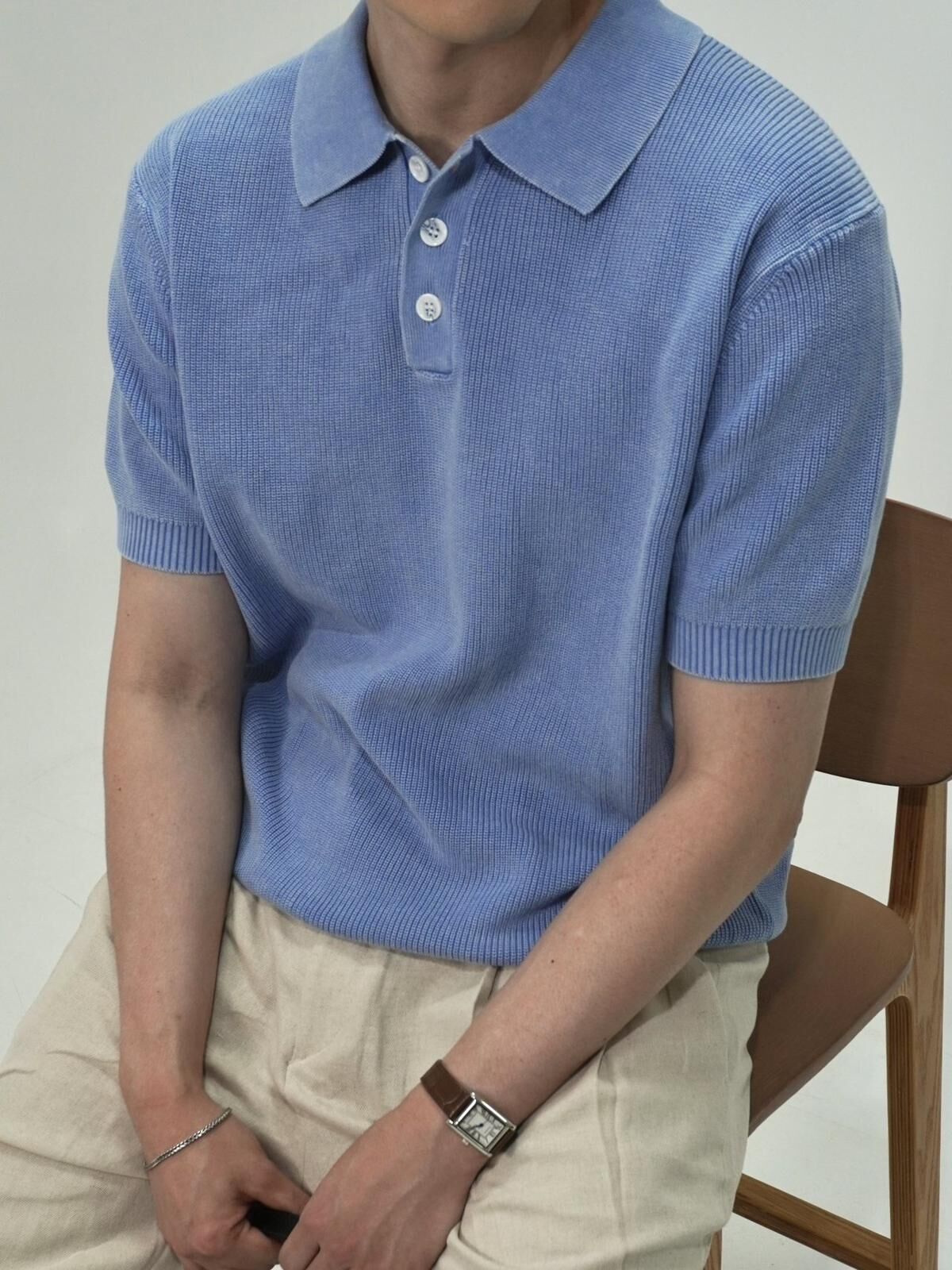 淨色短袖針織線Polo Tee Lowell-060T