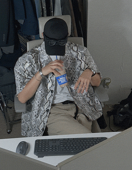 蟒蛇皮革短袖襯衫外套