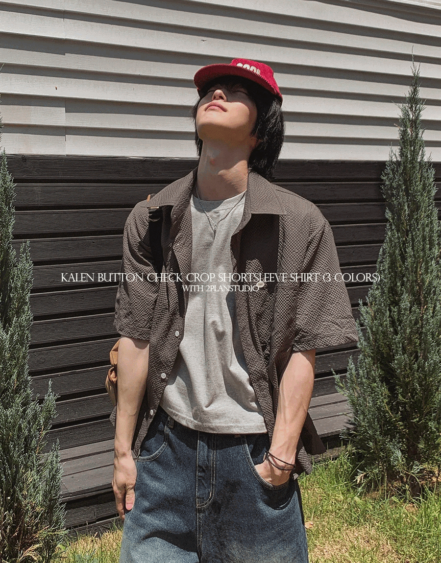 Karen Button 格紋短袖襯衫