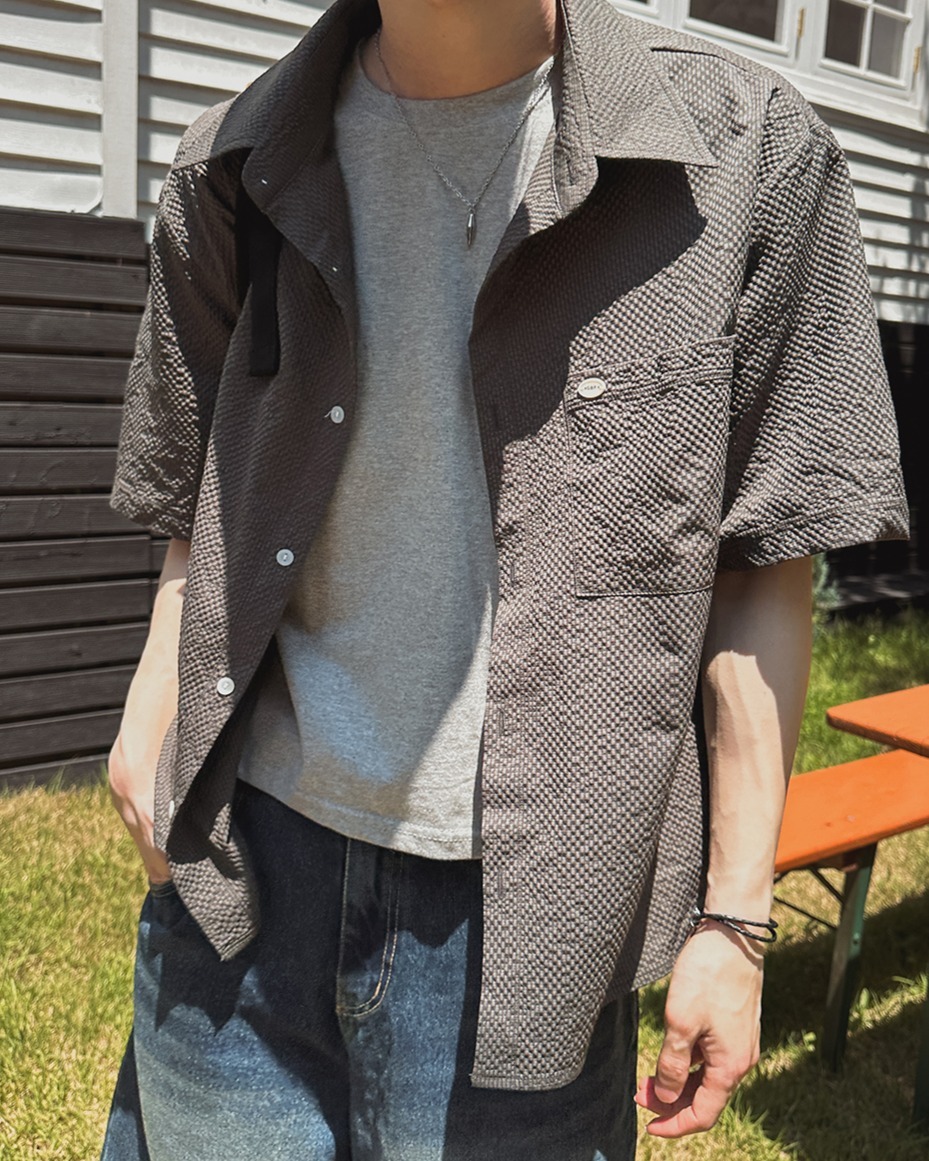 Karen Button 格紋短袖襯衫