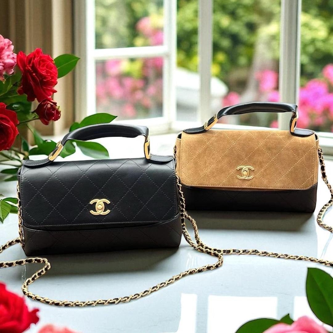 CHANEL Hobo 麂皮 / 黑色口蓋包