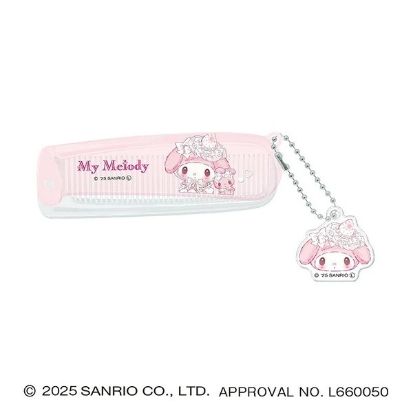 日本 Sanrio My Melody 白草莓下午茶系列 摺疊梳連吊飾