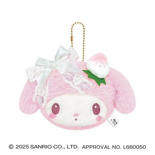 日本 Sanrio My Melody 白草莓下午茶系列 公仔頭鏡匙扣